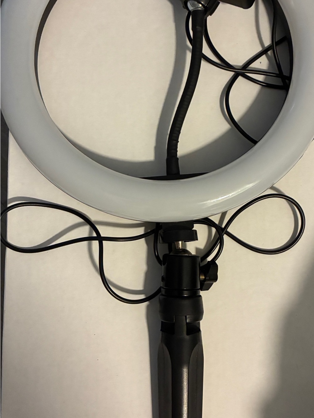 LED Ring Light with Adjustable Tripod - White and Black